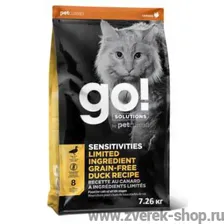 Корм GO! беззерновой для котят и кошек с чувствительным пищеварением, со свежей уткой, Sensitivity + Shine Grain Free Duck Cat Recipe, 7.26 кг
