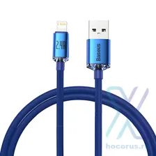 Кабель USB BASEUS Crystal Shine Series Fast Charging, USB - Lightning, 2.4А, 1,2м, синий CAJY000003 6932172602697 (МСК) оптом