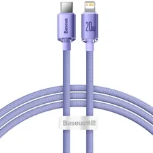 Кабель 8 pin - Type-C Baseus CAJY000205 Crystal Shine, 1.2м, 2.4A, 20Вт, цвет: фиолетовый