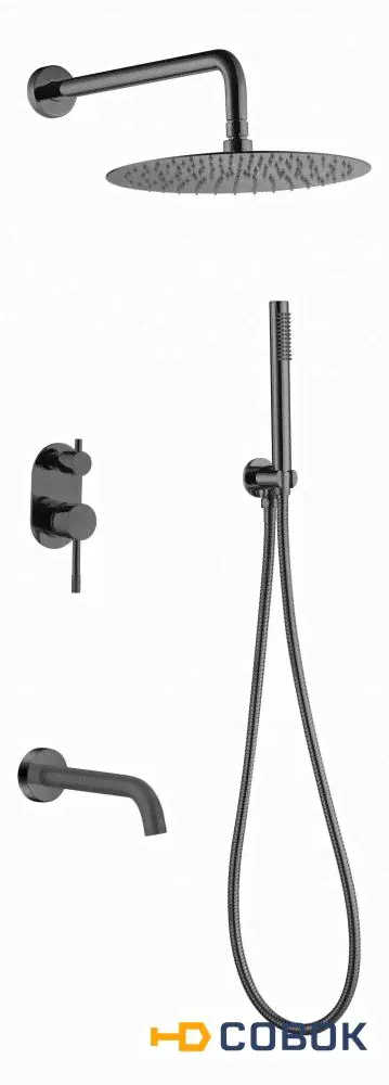 Boheme Uno 464-2-SGM Смеситель встроенный + верхний+ ручной душ, Uno. Shine Gun Metal