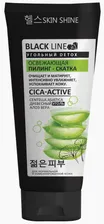 SKIN SHINE серии «BLACK LINE» Освежающая пилинг-скатка для лица с древесным углем, центеллой азиатской и алоэ вера, 120 мл