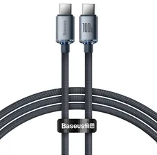 Кабель USB-C BASEUS Crystal Shine Series Fast Charging, Type-C - Type-C, 5A, 100W, 1,2м, черный CAJY000601